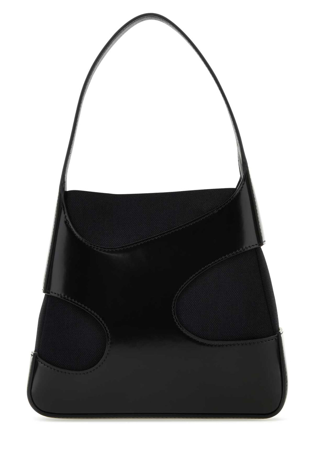 Salvatore Ferragamo Women Black Leather And Canvas Cut Out S Handbag