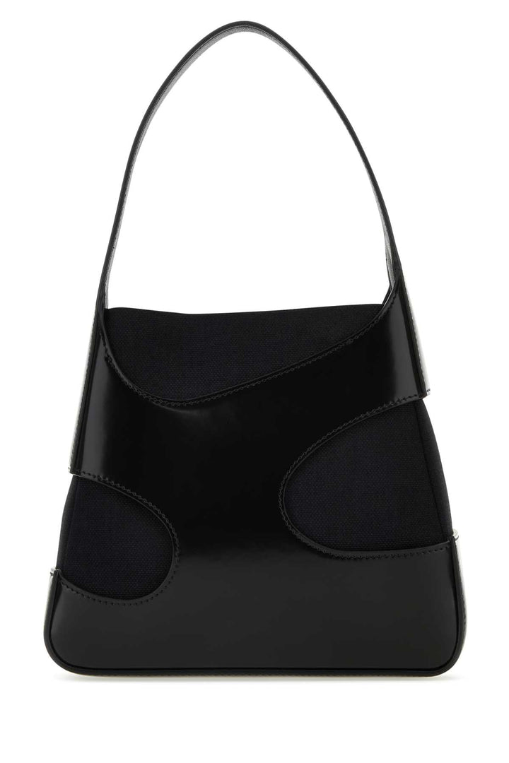 Salvatore Ferragamo Women Black Leather And Canvas Cut Out S Handbag