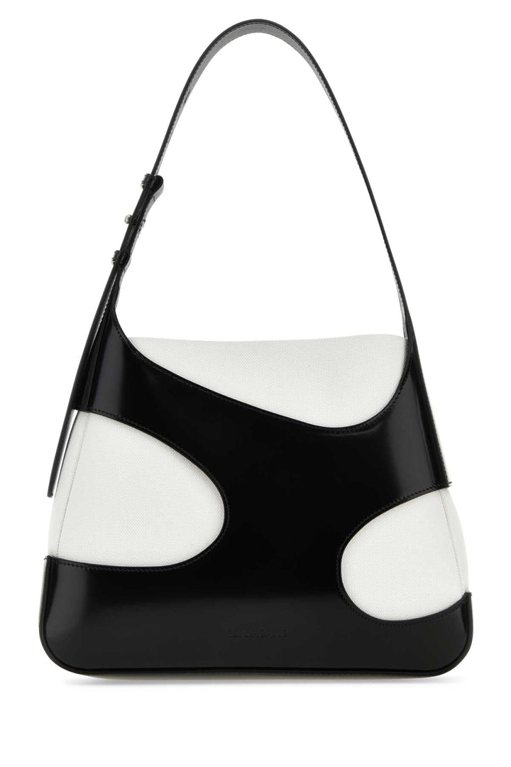 Salvatore Ferragamo Women Two-Tone Leather And Canvas Cut Out L Shoulder Bag