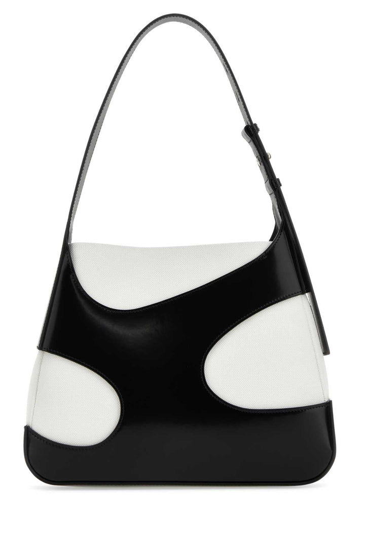 Salvatore Ferragamo Women Two-Tone Leather And Canvas Cut Out L Shoulder Bag