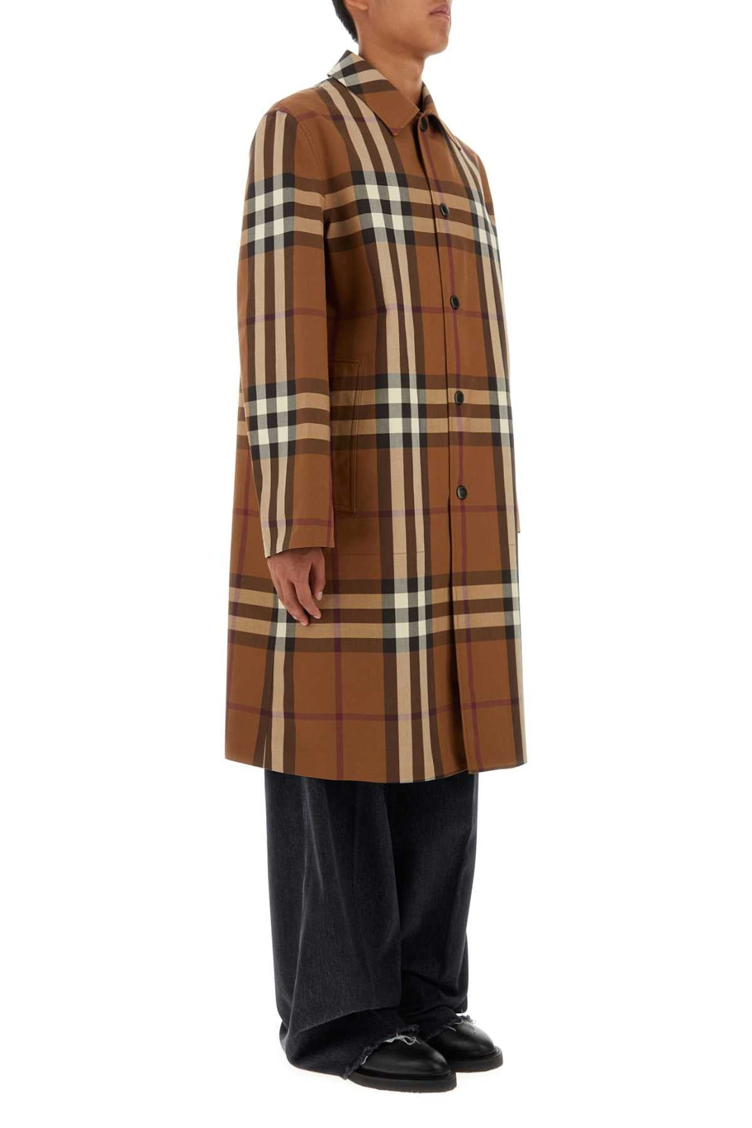 Burberry Men Embroidered Cotton Eversible Overcoat