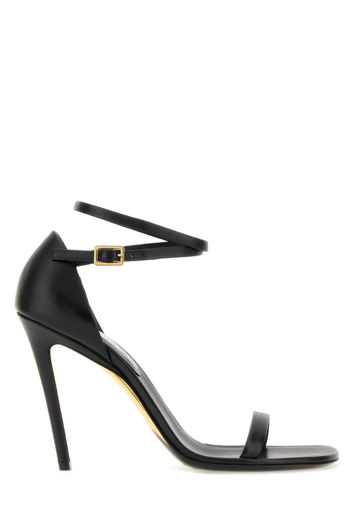 Burberry Women Black Leather Sandals