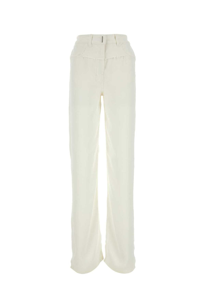 Givenchy Women Ivory Viscose And Denim Jeans