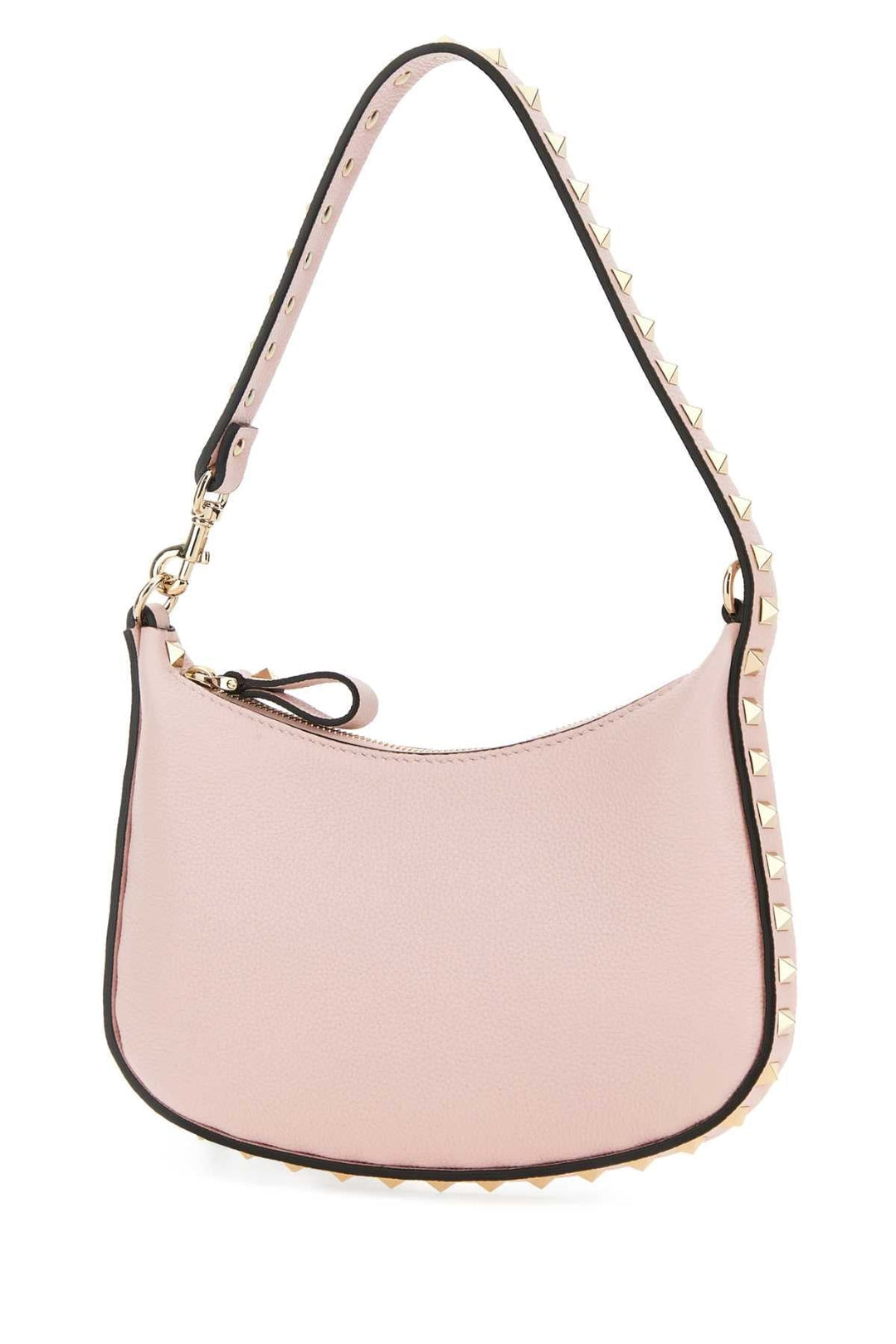 Valentino Garavani Women Light Pink Leather Mini Hobo Rockstud Shoulder Bag