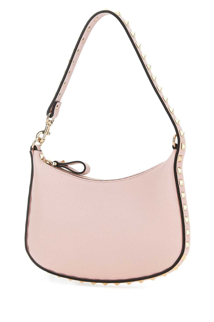Valentino Garavani Women Light Pink Leather Mini Hobo Rockstud Shoulder Bag
