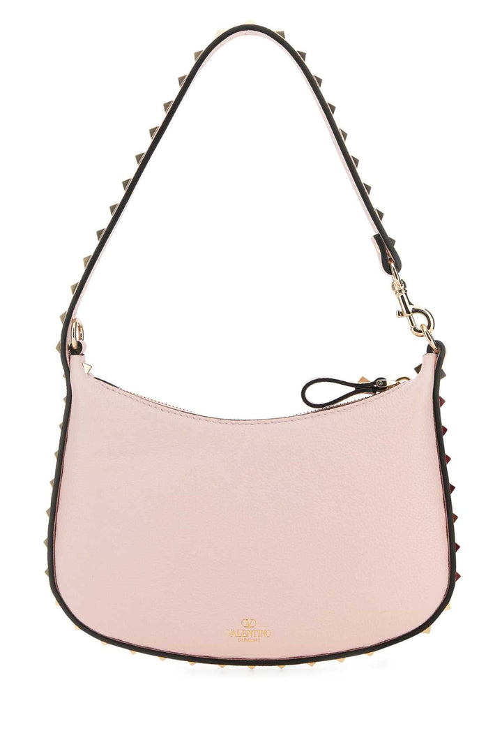 Valentino Garavani Women Light Pink Leather Mini Hobo Rockstud Shoulder Bag