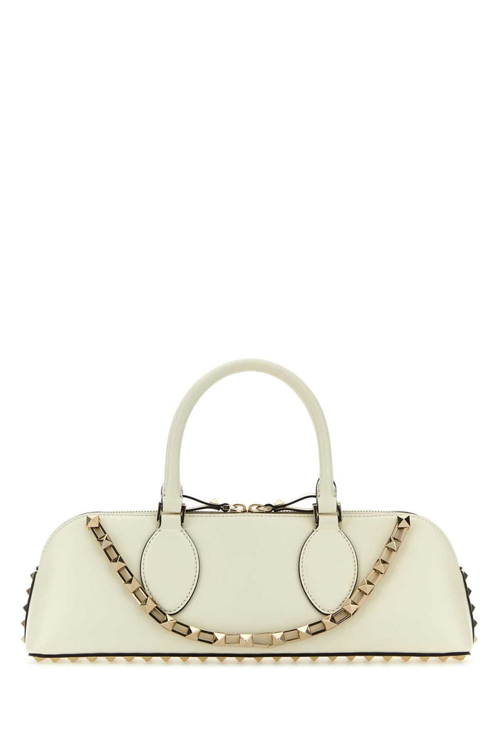 Valentino Garavani Women Ivory Leather Rockstud East-West Handbag