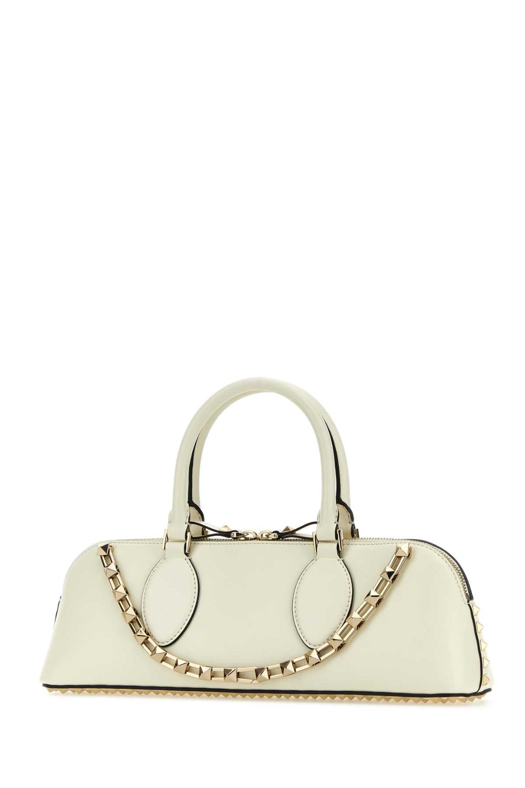 Valentino Garavani Women Ivory Leather Rockstud East-West Handbag