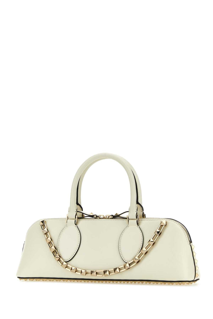 Valentino Garavani Women Ivory Leather Rockstud East-West Handbag