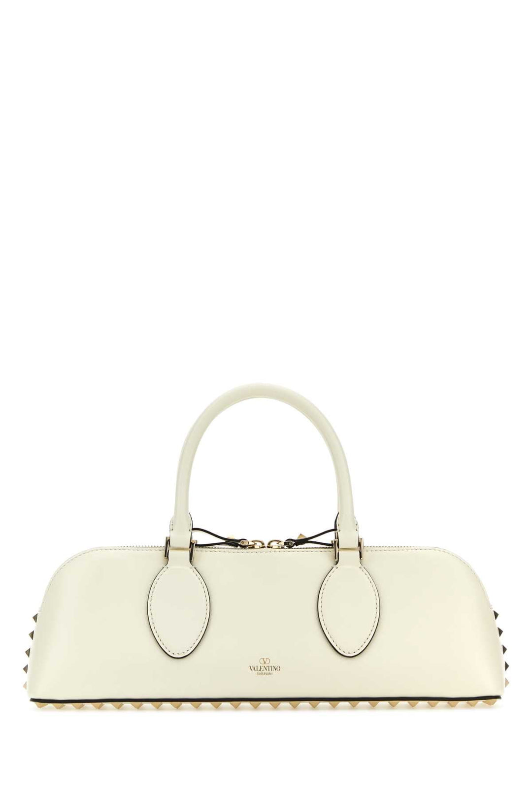 Valentino Garavani Women Ivory Leather Rockstud East-West Handbag