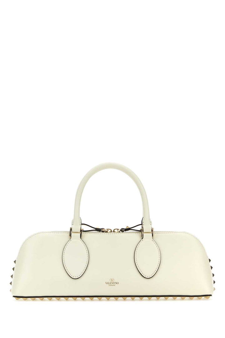 Valentino Garavani Women Ivory Leather Rockstud East-West Handbag