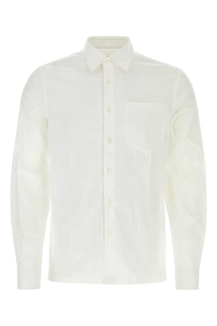 Prada Men White Poplin Shirt