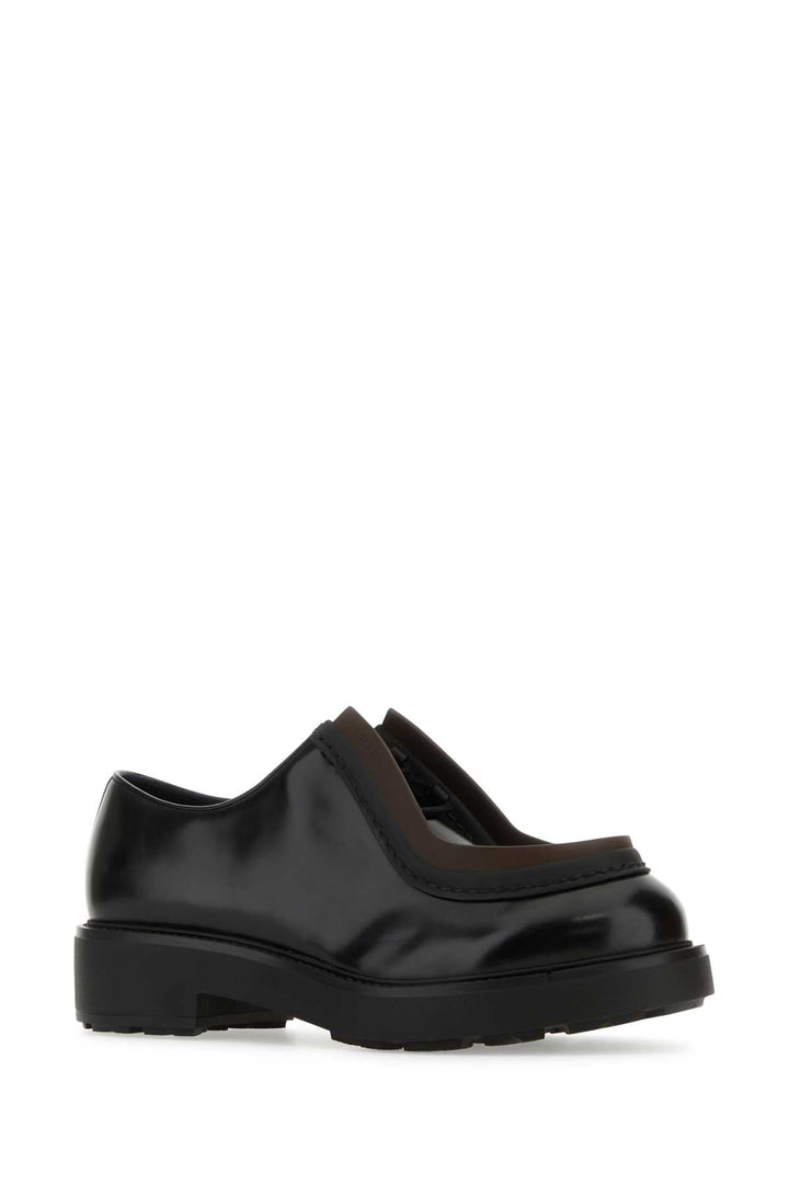 Prada Men Black Leather Diapason Lace-Up Shoes