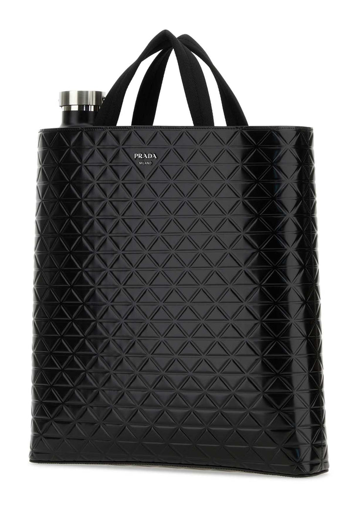 Prada Men Black Leather Shopping Bag