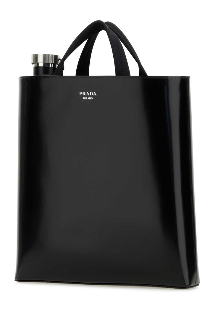 Prada Men Black Leather Shopping Bag