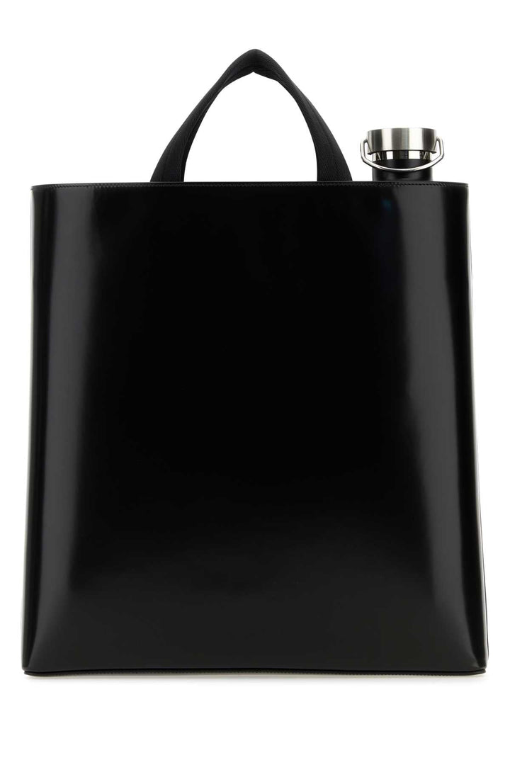 Prada Men Black Leather Shopping Bag
