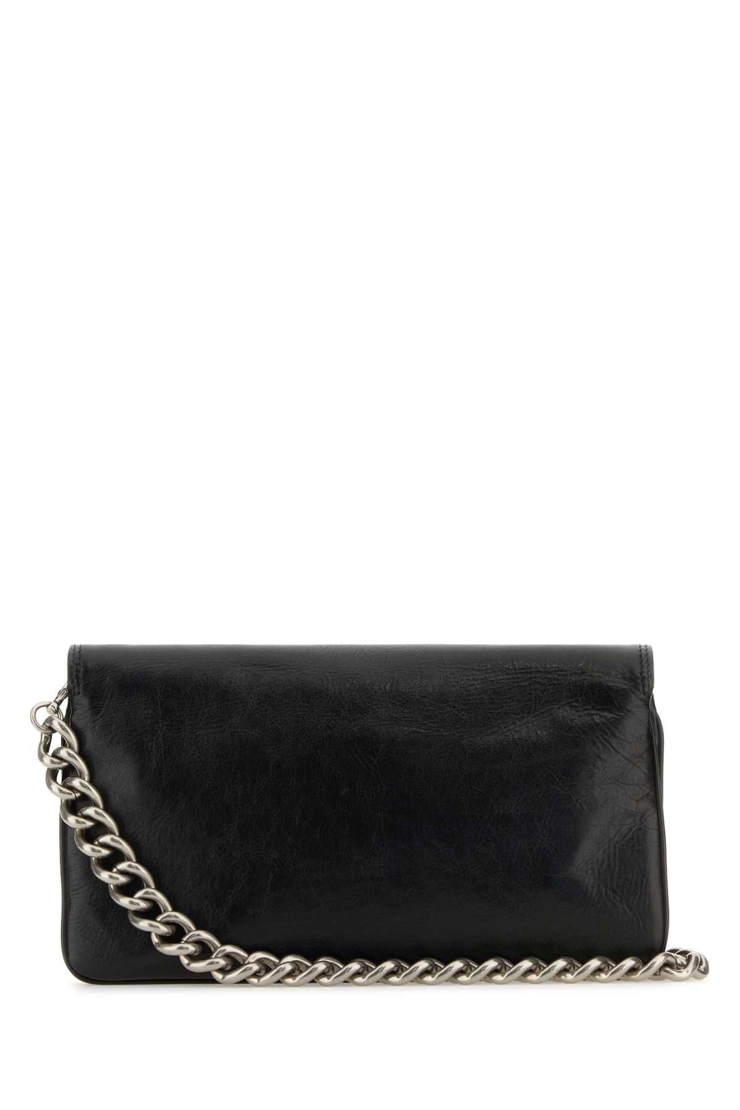 Balenciaga Women Black Leather Medium Bb Soft Flap Clutch