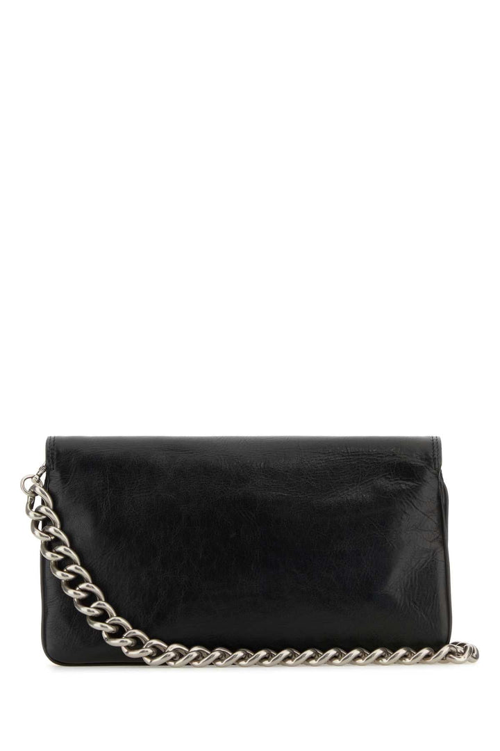 Balenciaga Women Black Leather Medium Bb Soft Flap Clutch