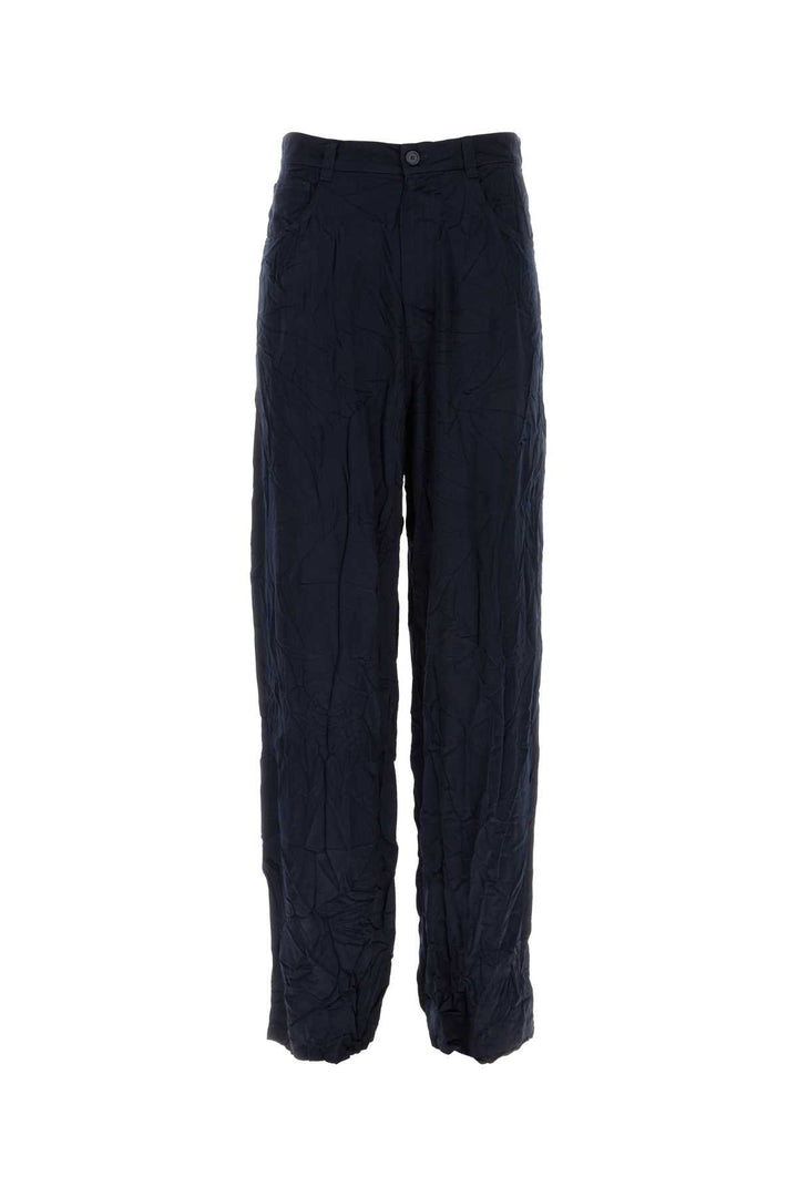Balenciaga Men Dark Bue Satin 5 Pocket Pant