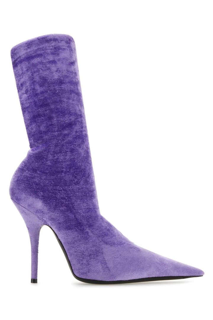 Balenciaga Women Lilac Velvet Knife Ankle Boots