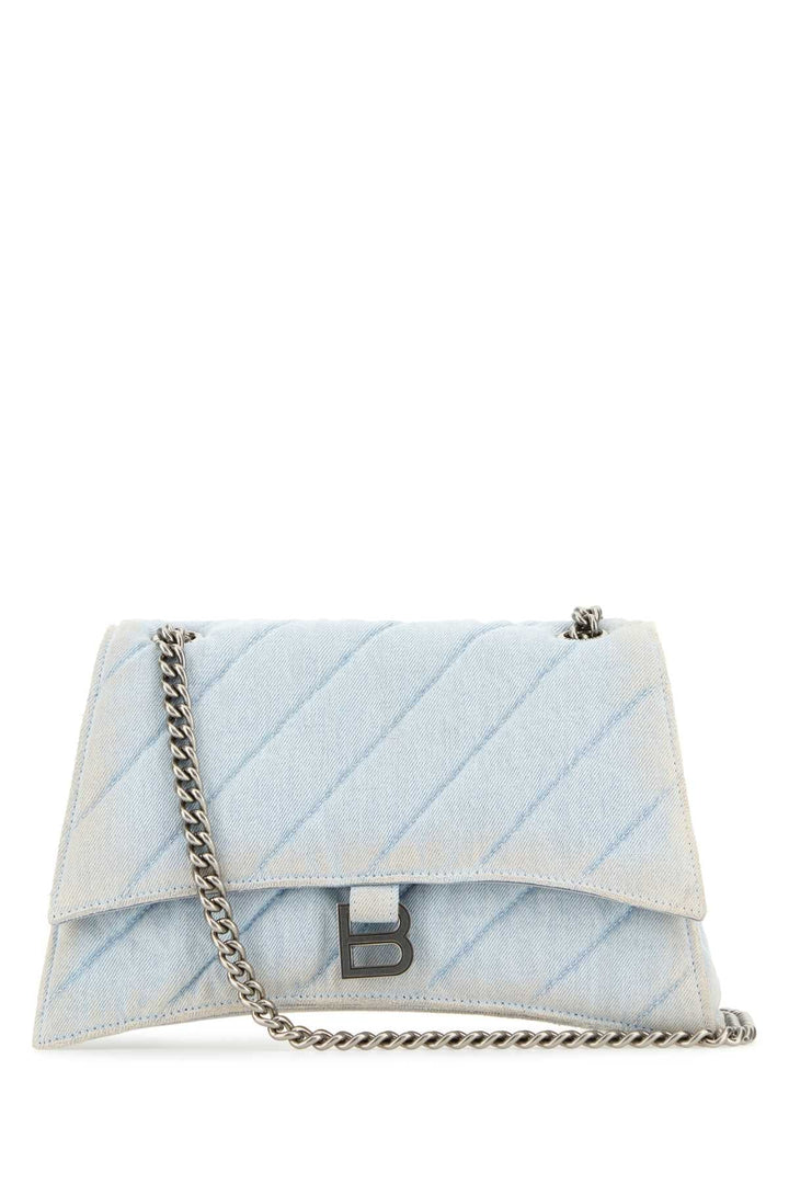 Balenciaga Women Light-Blue Denim Crush M Shoulder Bag