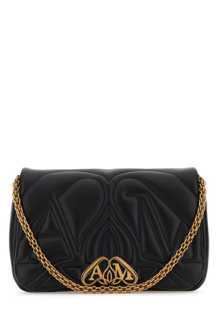 Alexander Mcqueen Women Black Leather Seal Shoulder Bag