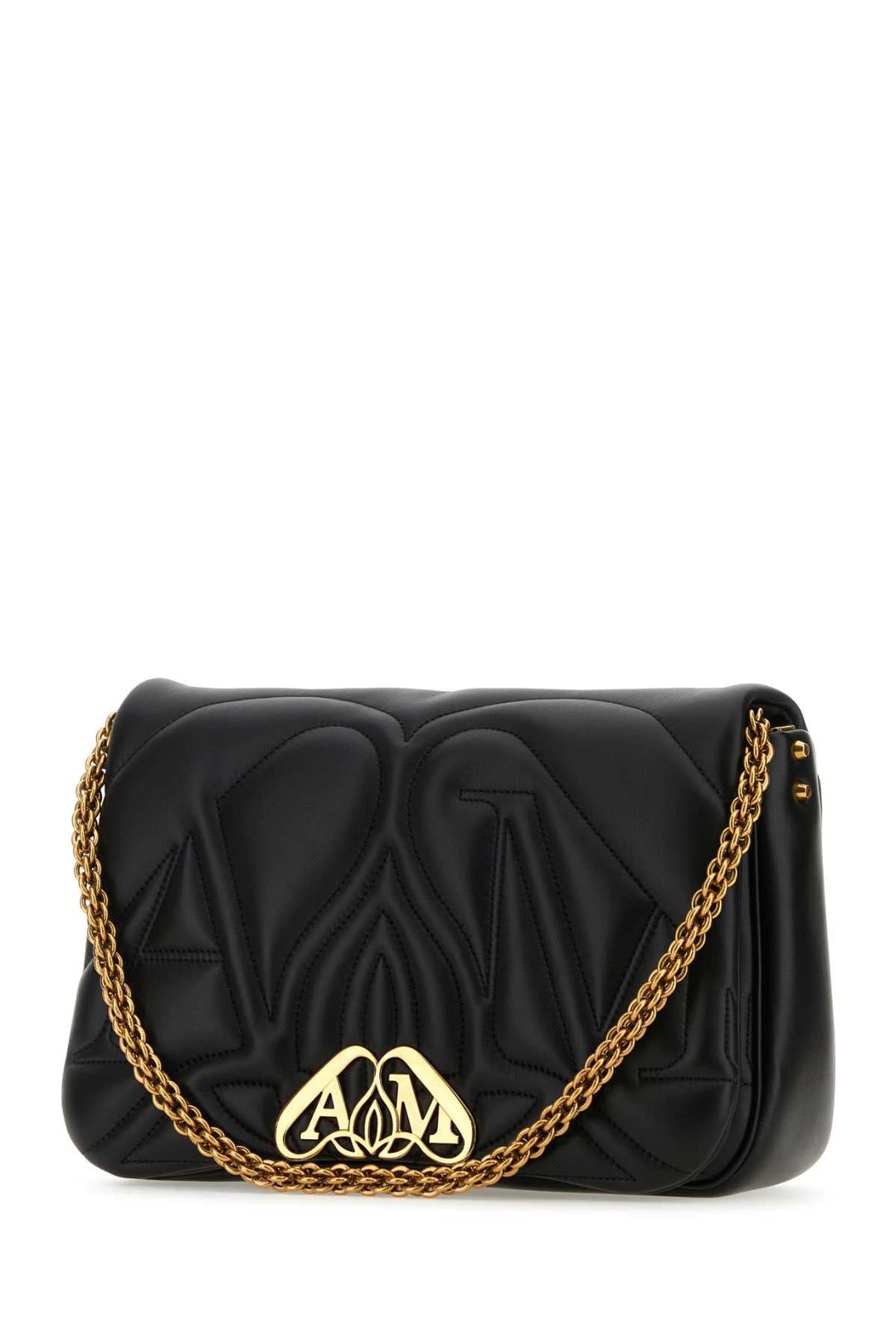 Alexander Mcqueen Women Black Leather Seal Shoulder Bag