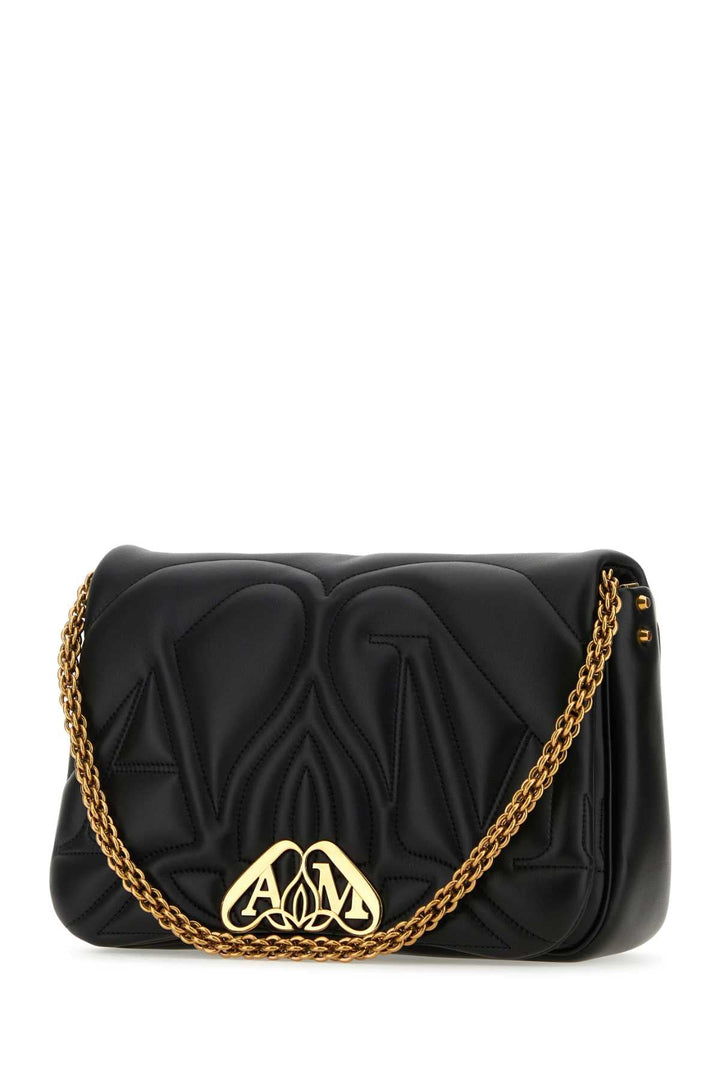 Alexander Mcqueen Women Black Leather Seal Shoulder Bag