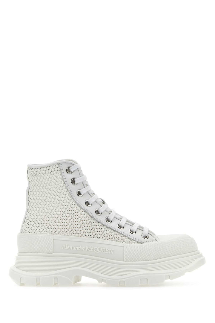 Alexander Mcqueen Women White Raffia Tread Slick Sneakers