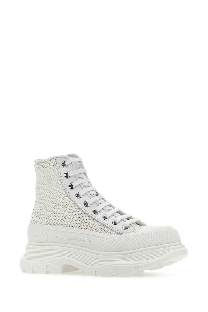 Alexander Mcqueen Women White Raffia Tread Slick Sneakers