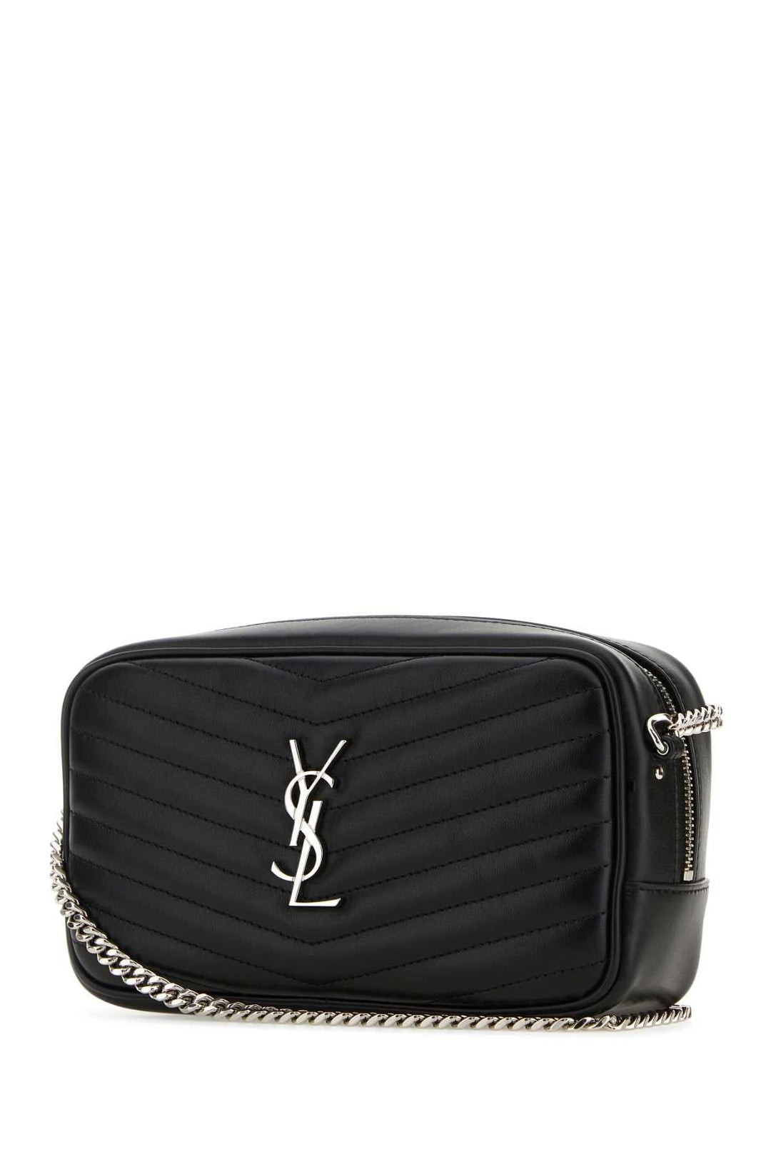Saint Laurent Women Black Leather Mini Lou Crossbody Bag