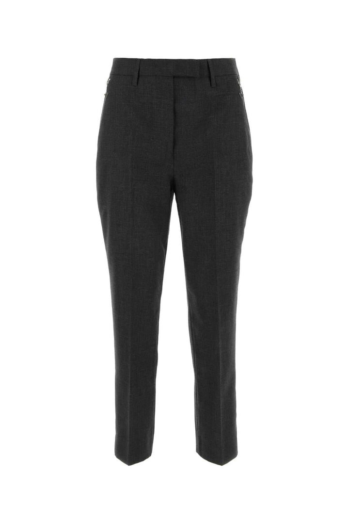 Prada Women Melange Graphite Wool Pant