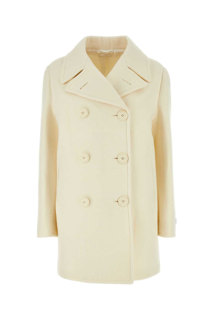 Prada Women Ivory Wool Blend Coat