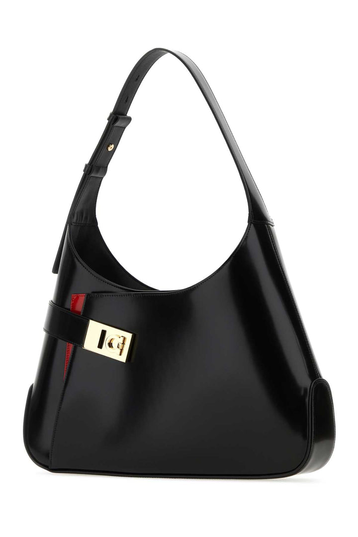 Salvatore Ferragamo Women Black Leather Large Arch Shoulder Bag