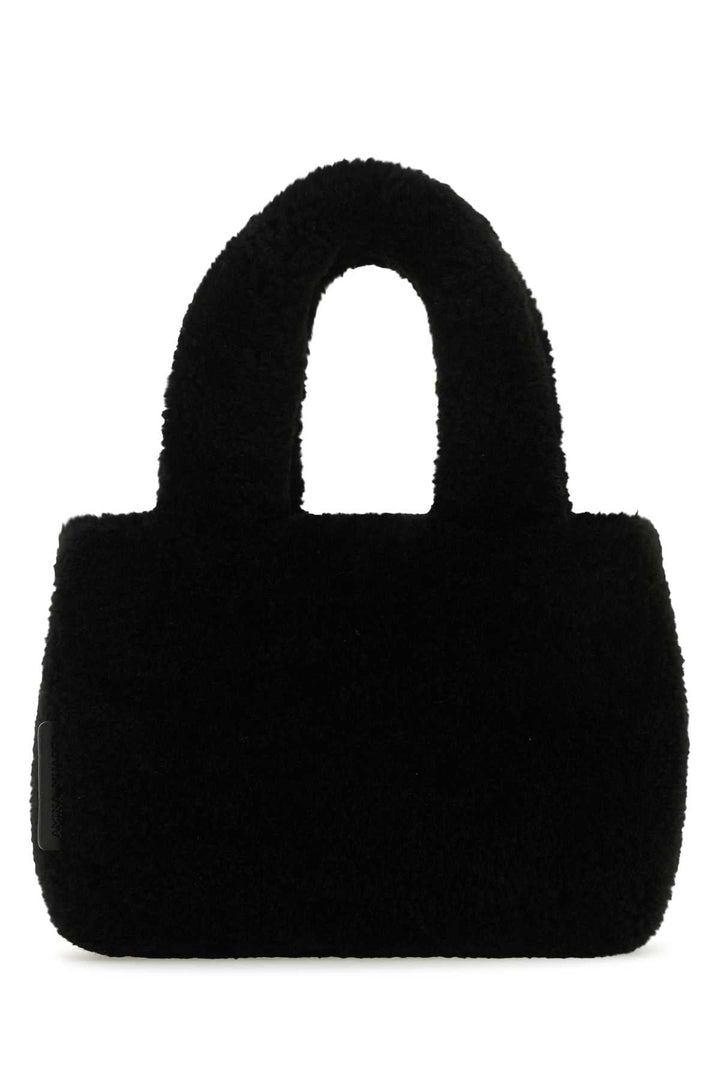 Amina Muaddi Women Black Shearling Amini Giuly Handbag