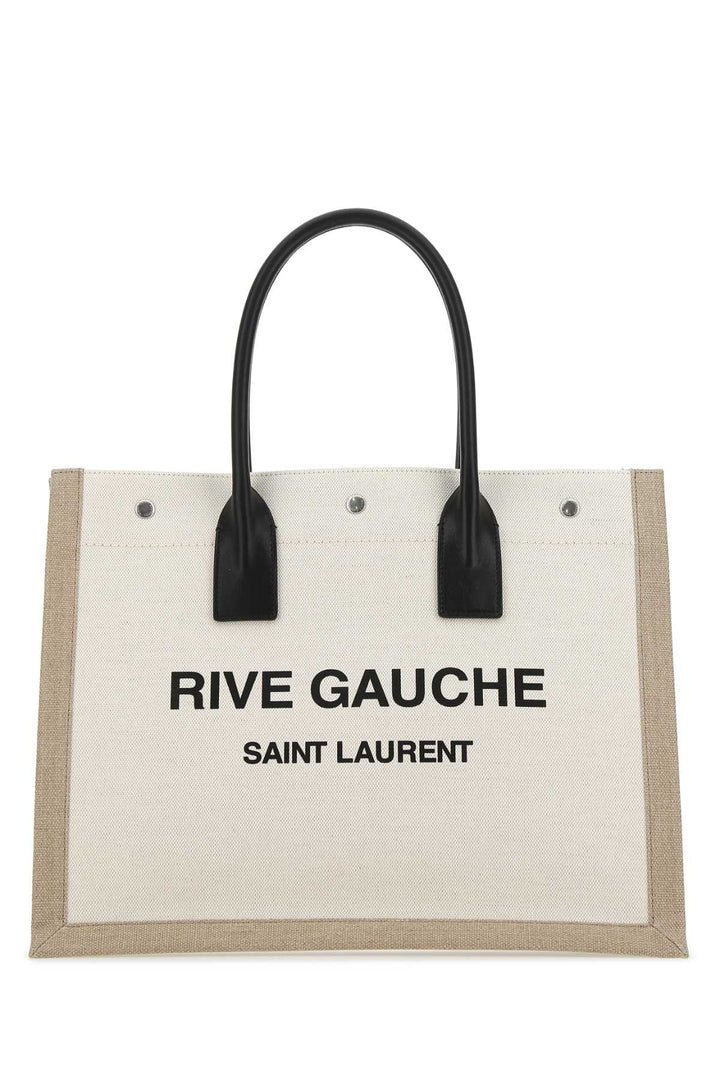 Saint Laurent Men Sand Canvas Big Rive Gauche Shopping Bag