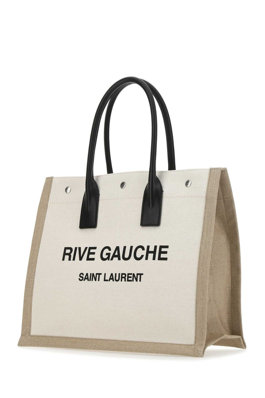 Saint Laurent Men Sand Canvas Big Rive Gauche Shopping Bag