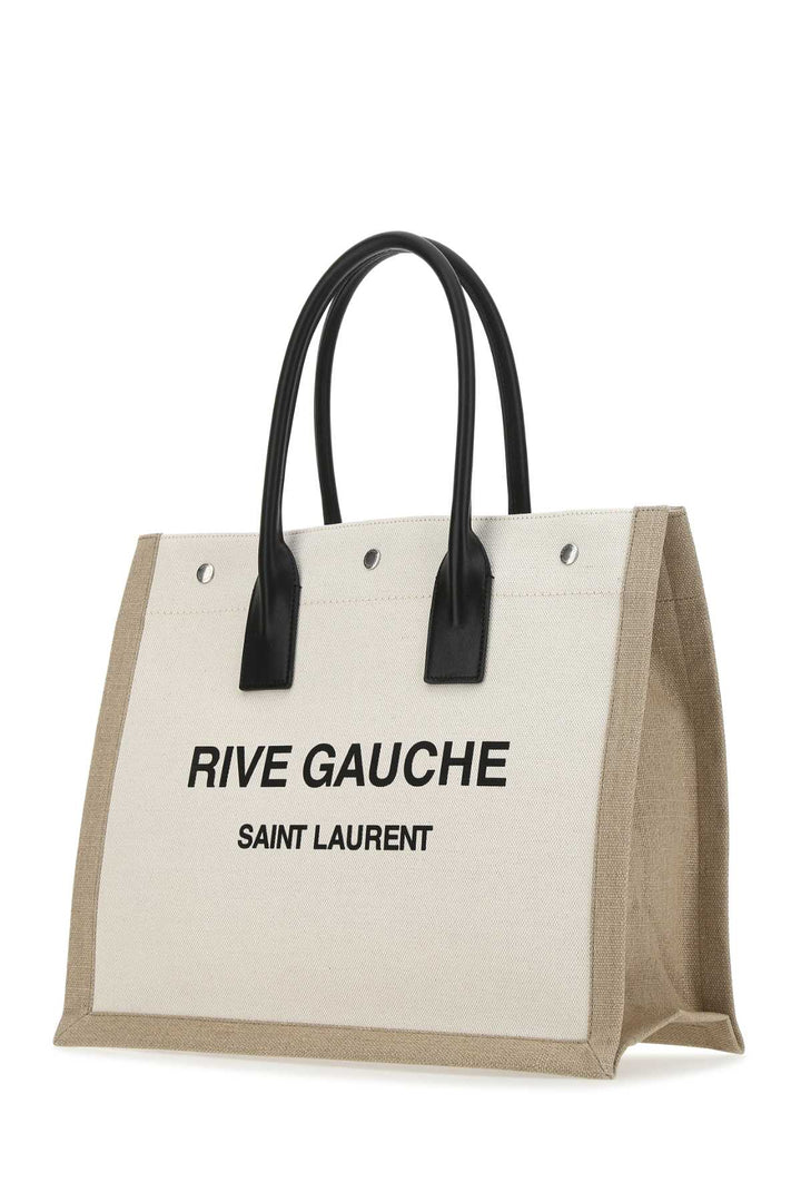 Saint Laurent Men Sand Canvas Big Rive Gauche Shopping Bag