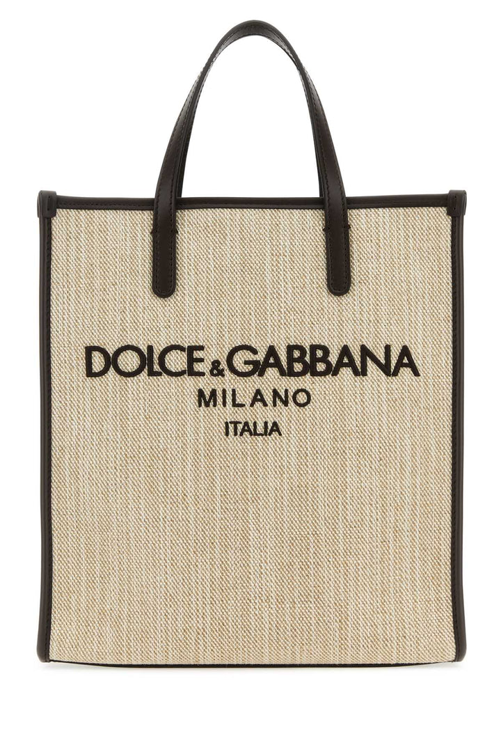 Dolce & Gabbana Men Sand Canvas Small Shopping Bag