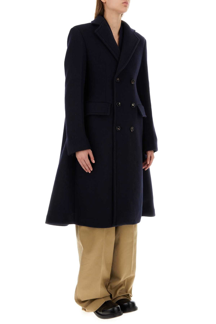 Bottega Veneta Women Midnight Blue Wool Blend Cape Coat