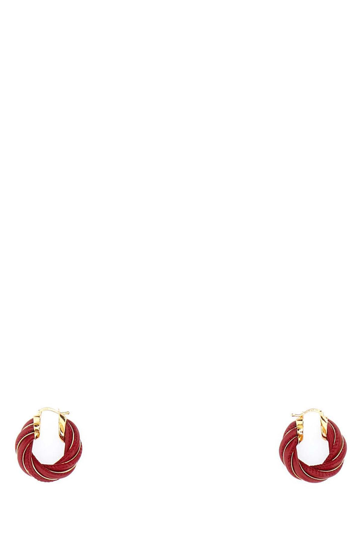 Bottega Veneta Women Tiziano Red Nappa Leather And 925 Silver Twist Earrings