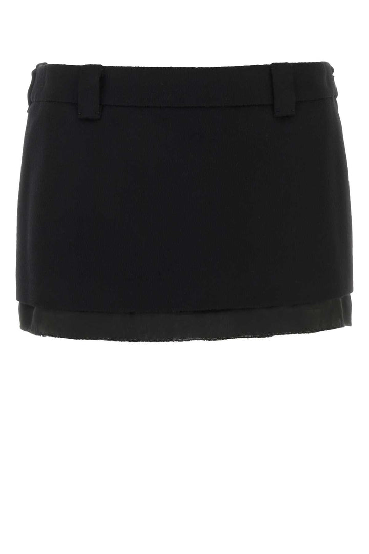 Miu Miu Women Black Wool Blend Mini Skirt