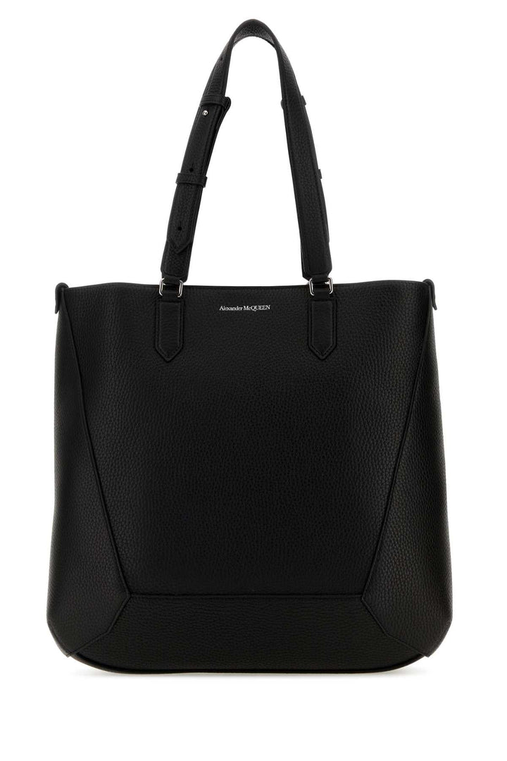 Alexander Mcqueen Men Black Leather Medium Edge Shopping Bag