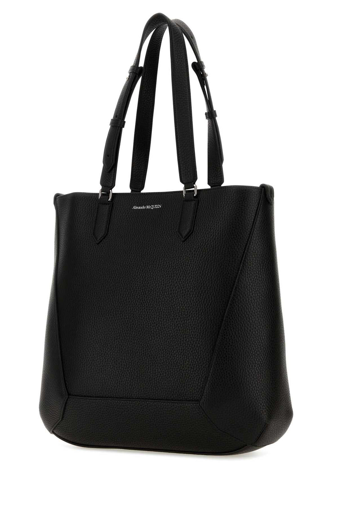 Alexander Mcqueen Men Black Leather Medium Edge Shopping Bag