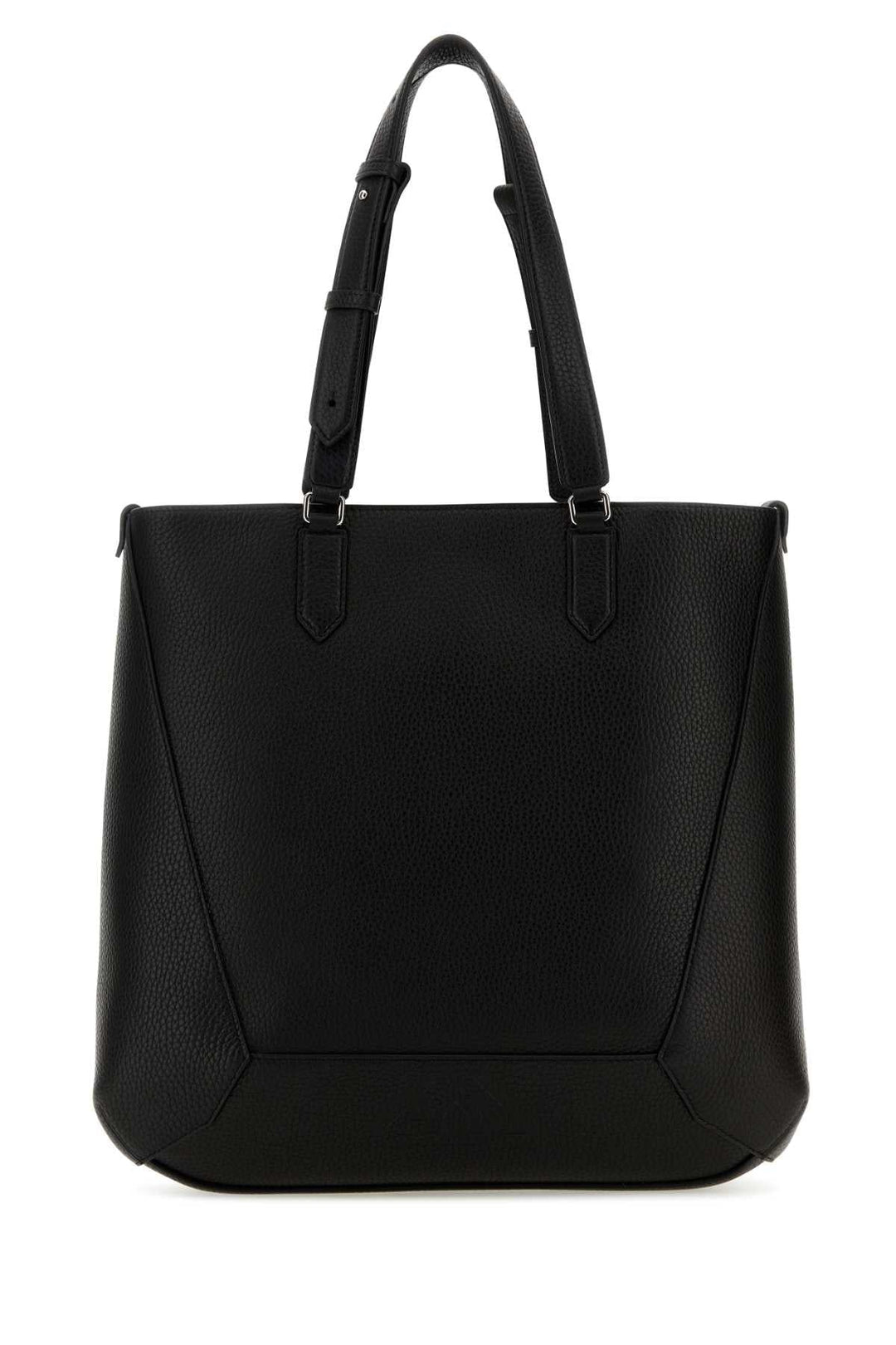 Alexander Mcqueen Men Black Leather Medium Edge Shopping Bag