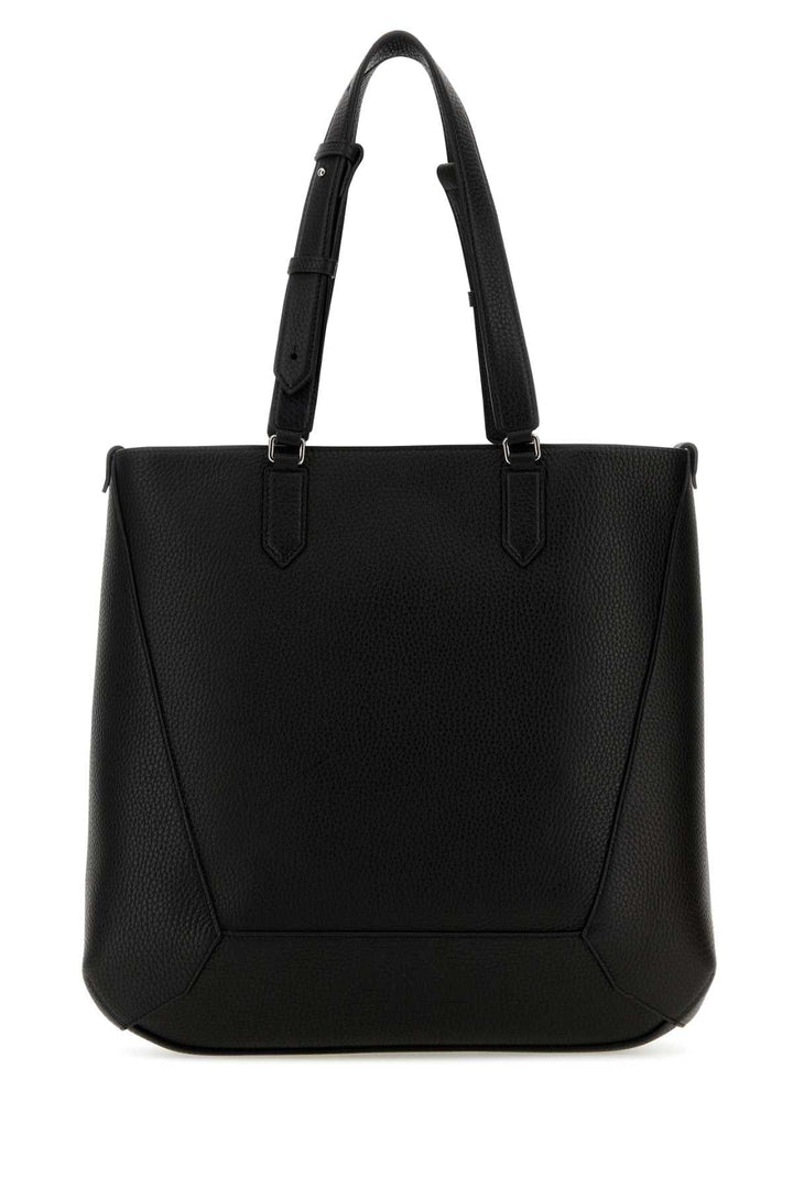 Alexander Mcqueen Men Black Leather Medium Edge Shopping Bag
