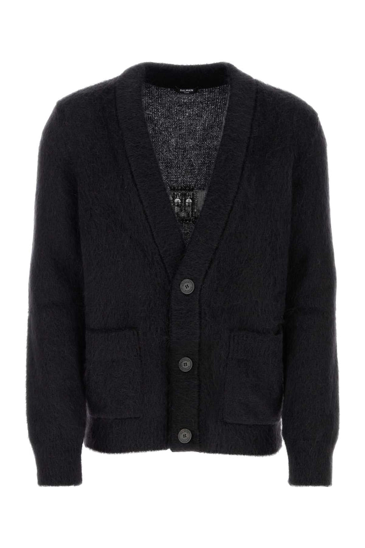 Balmain Men Black Mohair Blend Cardigan