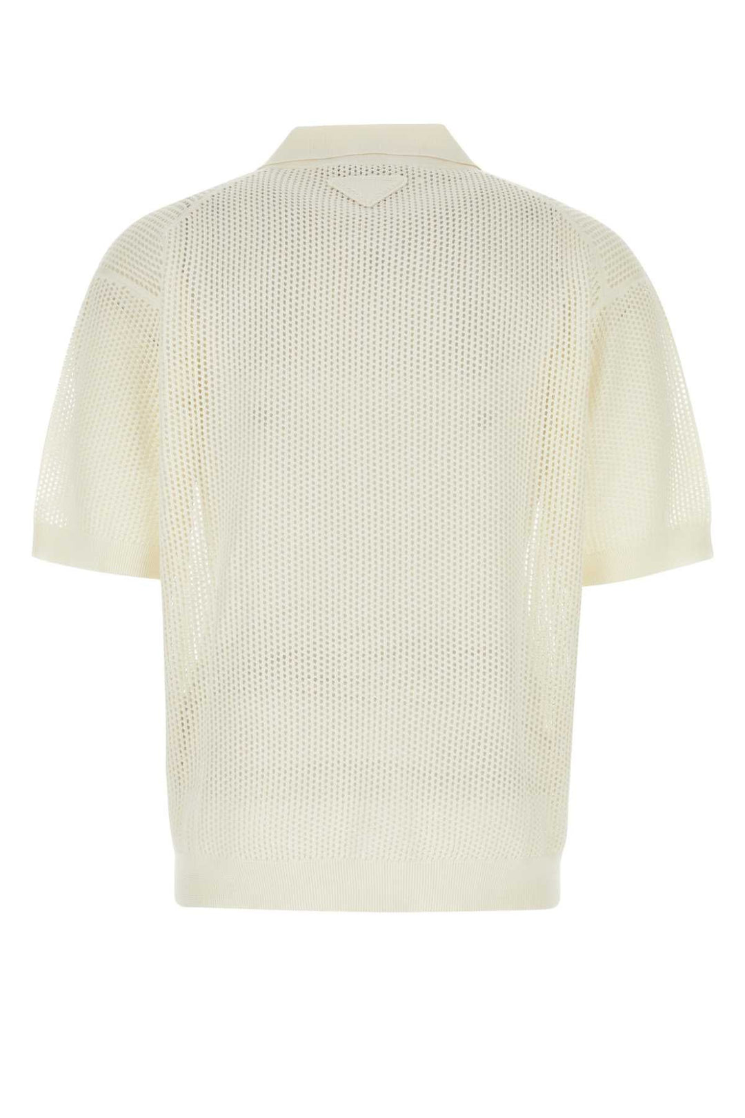 Prada Men Ivory Silk Blend Polo Shirt