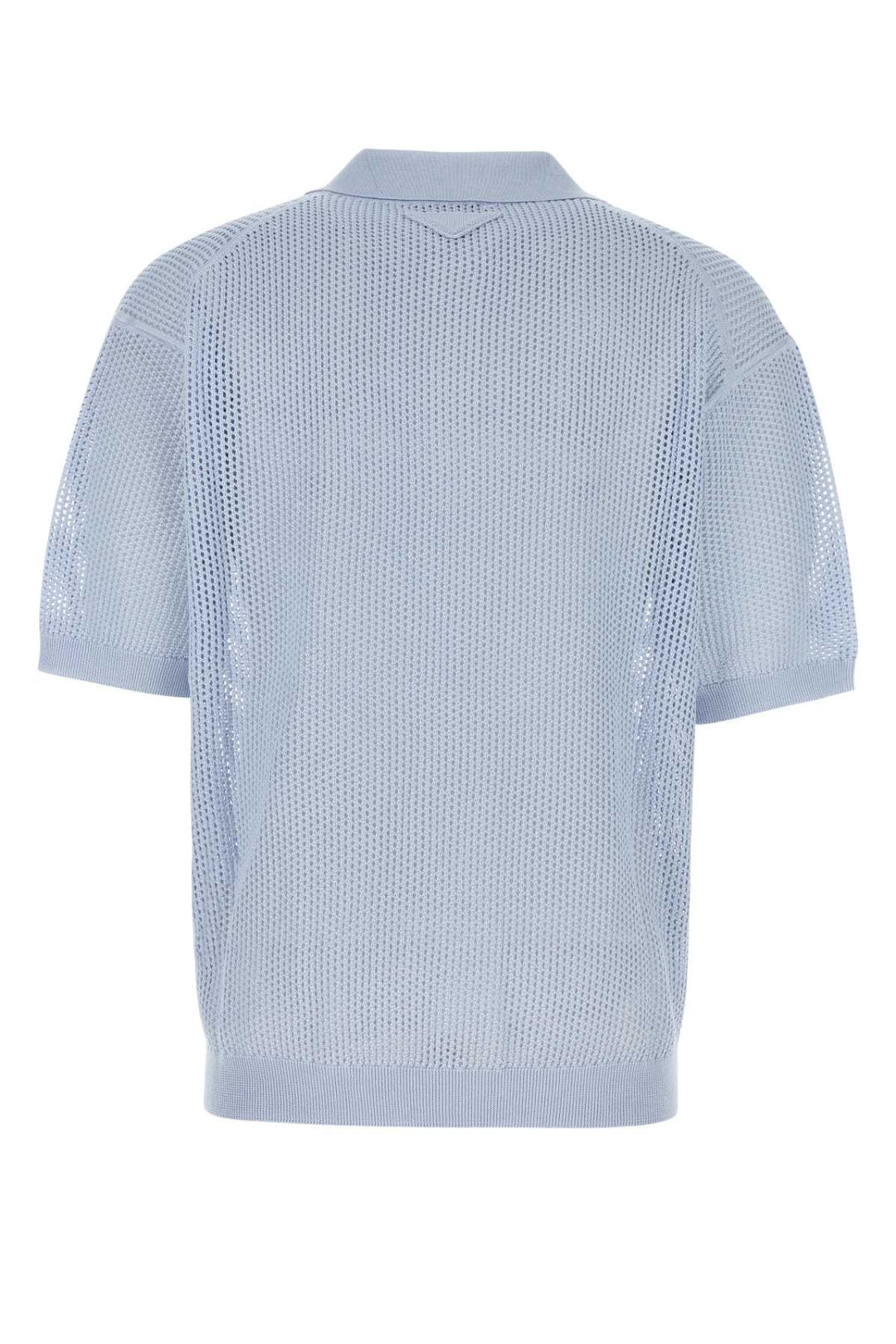 Prada Men Powder Blue Silk Blend Polo Shirt