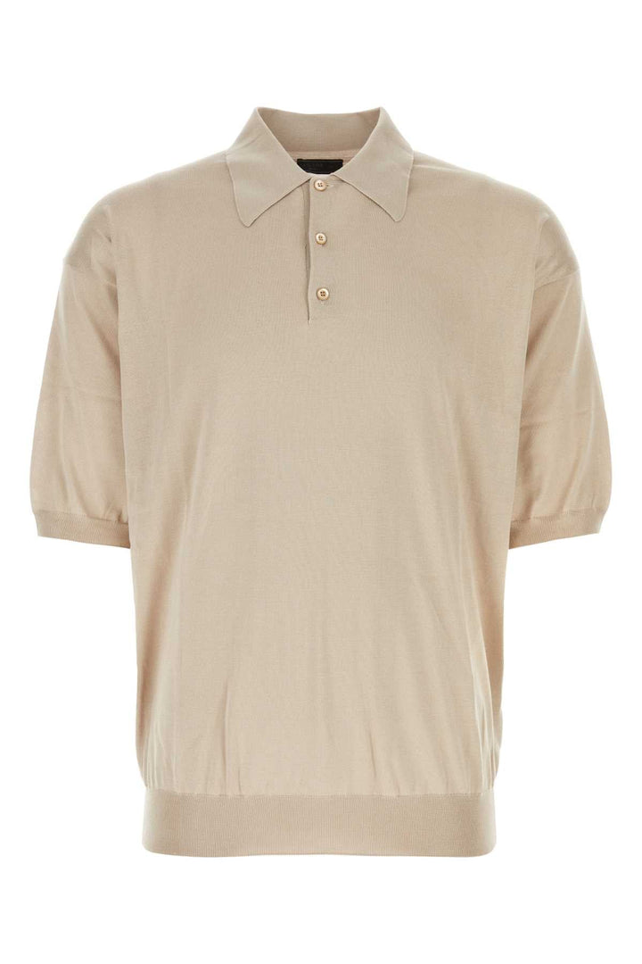 Prada Men Sand Silk Polo Shirt